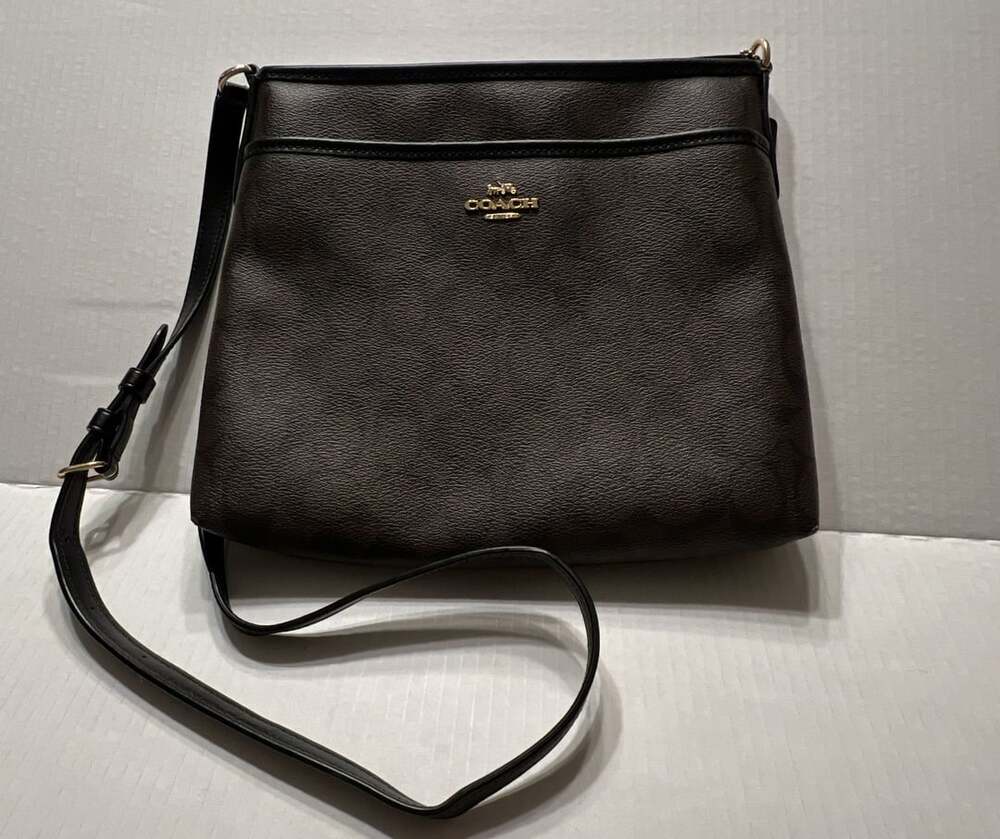 Coach Brown Black Signature Monogram Crossbody Handbag F29210